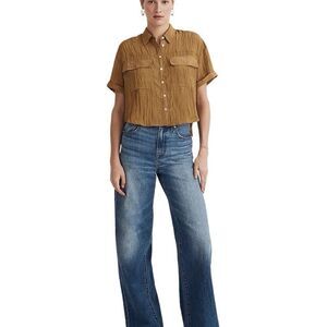 ‎Madewell Crinkled Utility Button-Up Shirt Small NWT